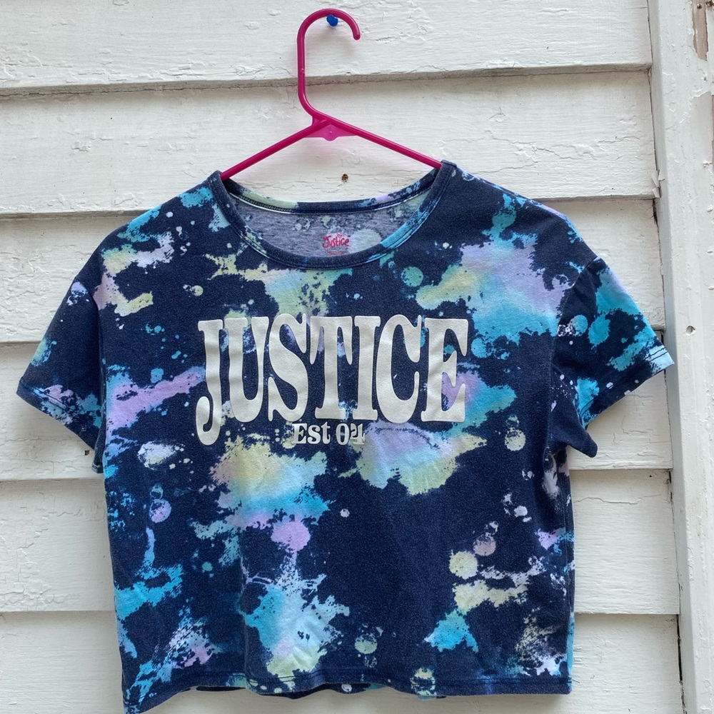 Justice Kids Short Sleeve Tie-Dye Tee - Blue and Purple